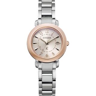 【CITIZEN 星辰】XC 限定 鈦 光動能電波萬年曆女錶 母親節 送禮 禮物(ES9446-54W)