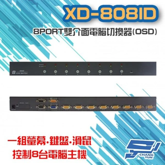 昌運監視器 XD-808ID 8 PORT 雙介面 電腦切換器 OSD 8進1出 8口 VGA