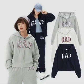 【GAP】女款 Logo短版刷毛連帽外套-多色可選(445808)