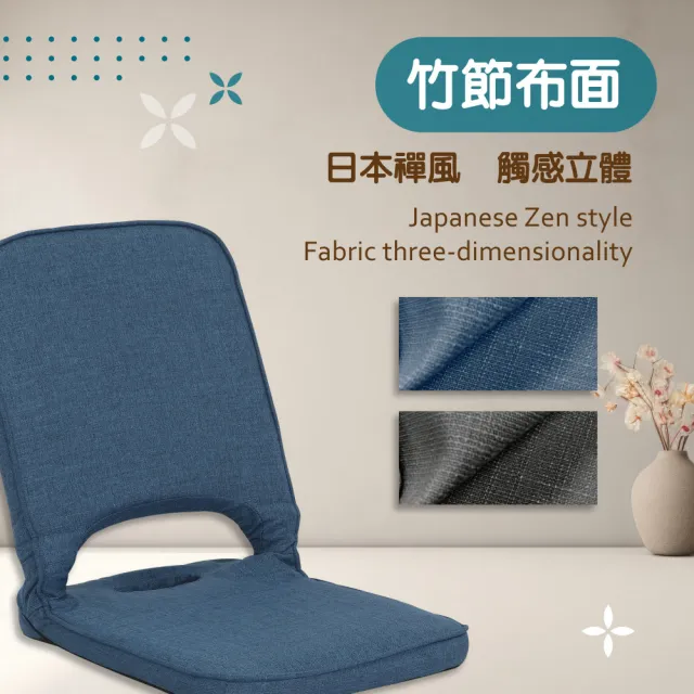 【E-home】Piko皮可日規附提把布面椅背5段KOYO折合和室椅 2色可選(摺疊椅 懶人椅 躺椅 懶骨頭)