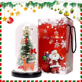 【618搶先跑】聖誕樹桌面擺飾 聖誕玻璃燈罩 馴鹿 聖誕老人 小夜燈 聖誕禮盒(交換禮物/聖誕禮物/生日禮物)