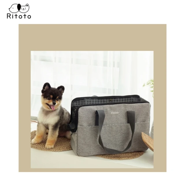 韓國Ritoto 寵物外出單肩手提包 - 時尚炭灰(可斜背 可側背 寵物外出背包 寵物外出提袋)