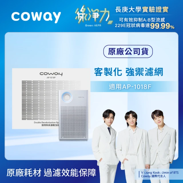 CowayVIP專屬優惠 Coway空氣清淨機客製化濾網-適用AP-1018F(除甲醛/強效除臭/沙塵暴/超微塵)