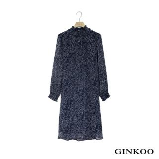 【GINKOO 俊克】彩點雪紡綁帶洋裝