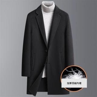 【米蘭精品】現貨+預購 羊毛大衣毛呢外套(保暖百搭羽絨內膽雙面呢男外套3色74hh28)