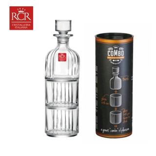 【RCR】COMBO 無鉛水晶玻璃威士忌酒樽酒杯 禮盒組 禮物 交換禮物(一壺二杯禮盒 KAYEN)