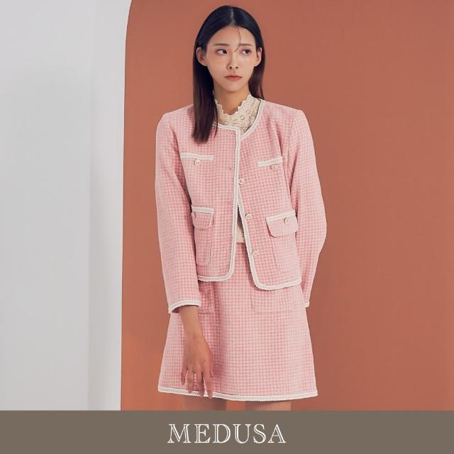 【MEDUSA 曼度莎】現貨-名媛粉紅絨面小香風外套（M-XL）｜小香風 套裝拆售 西裝外套 冬新品(201-5020A)