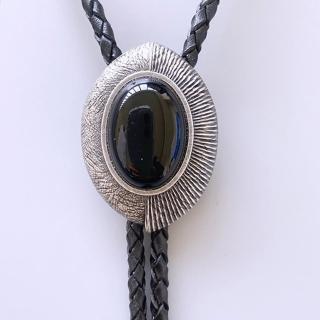 【米蘭精品】現貨+預購 Bolo tie波洛領帶(鍍銀鑲嵌黑曜石美式領帶男配件74gx54)
