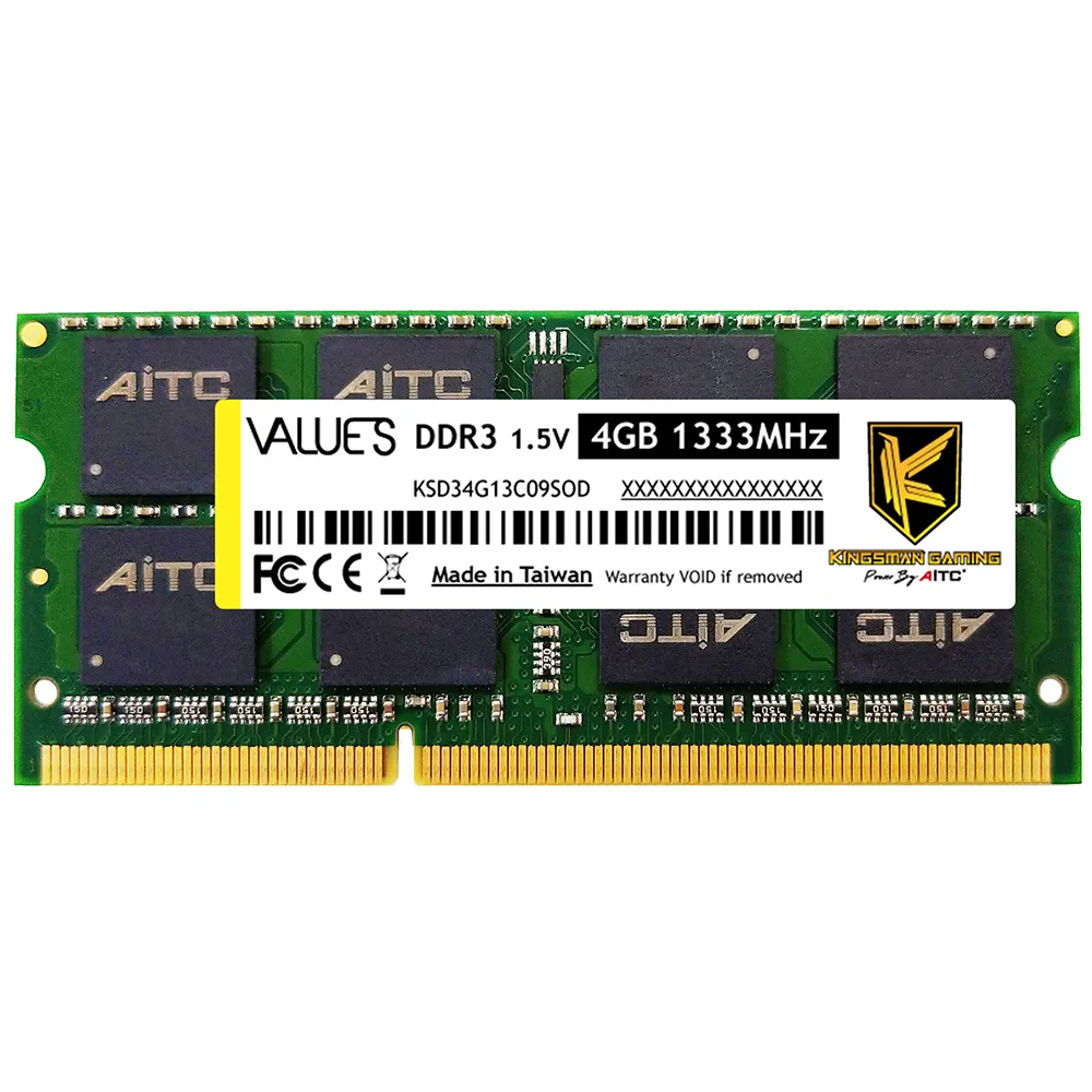 【AITC 艾格】DDR3/D3L 1333_4GB NB用(KSD34G13C09SOD/KSD34G13C09SDL)