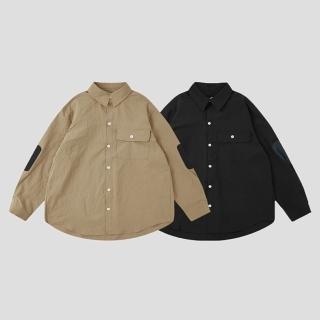 【米蘭精品】現貨+預購 襯衫長袖上衣(純色簡約休閒翻領男上衣2色74ge15)