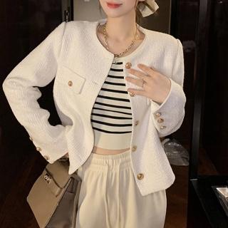 【Amirr 艾米爾】★ 氣質百搭小香風短款外套(女上衣/長袖/圓領)
