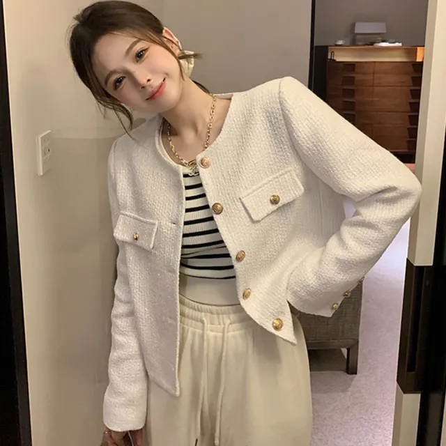 【Amirr 艾米爾】★ 氣質百搭小香風短款外套(女上衣/長袖/圓領)
