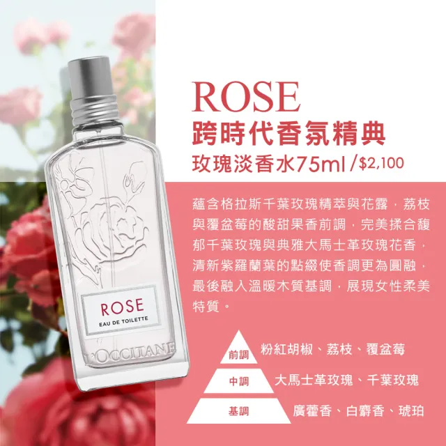 【L’Occitane 歐舒丹】官方直營 玫瑰淡香水75ml