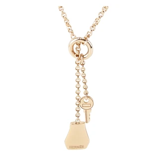 【Hermes 愛馬仕】Kelly Clochette 鑰匙鎖造型18K金頸鍊(玫瑰金)