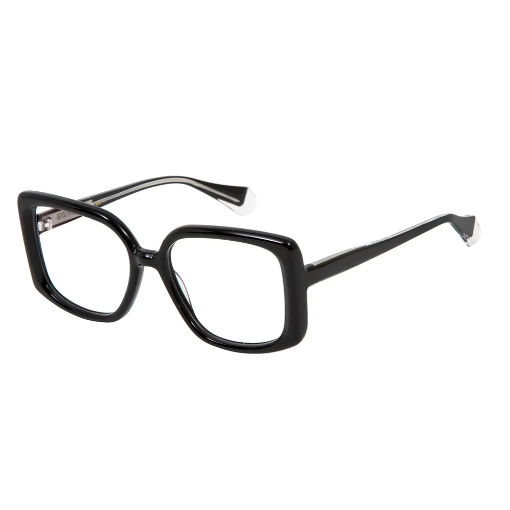 【GIGI Studios】復古時髦超大方框光學眼鏡(黑 - SIRA-6659/1)