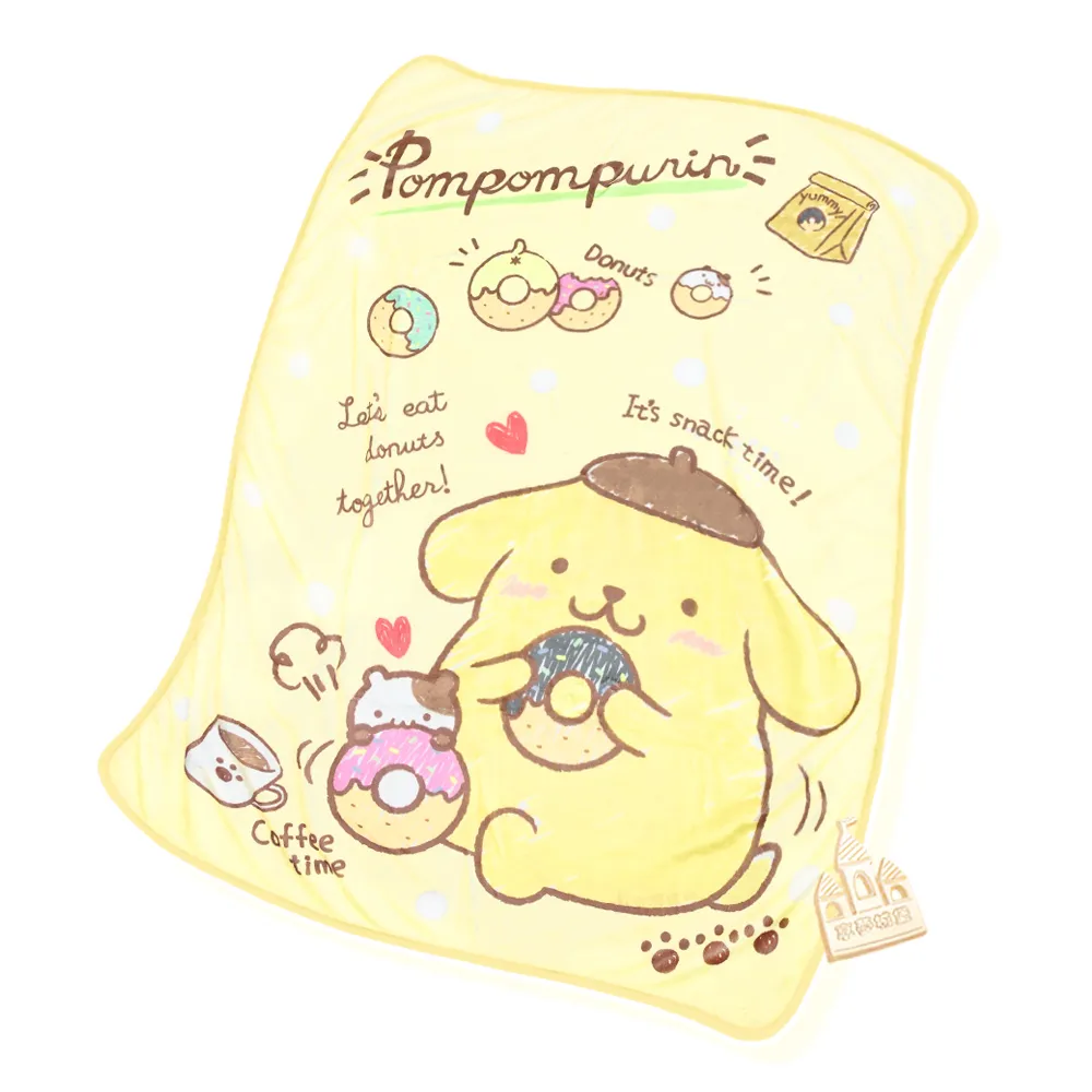 【享夢城堡】法蘭絨毯90x120cm(三麗鷗布丁狗POMPOMPURIN 甜甜圈-米黃)