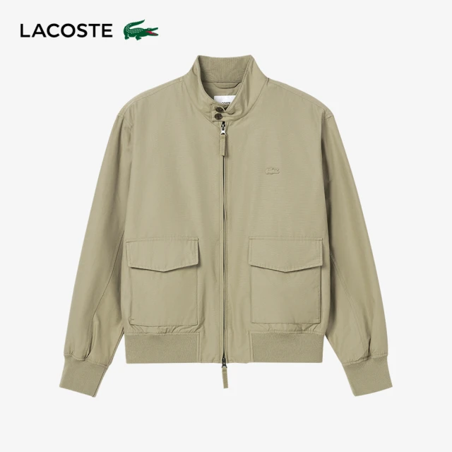 LACOSTE 男裝-簡約素色大口袋拉鍊夾克(卡其色)