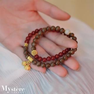 【my stere 我的時尚秘境】現貨-秘境沉香款-天然硃砂沉香木避邪保平安多層手鍊(保平安避邪 多