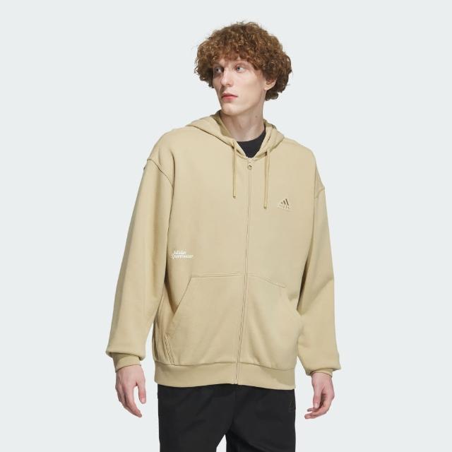 【adidas 愛迪達】外套 男款 運動連帽外套 亞規 ST FL MH KN JKT 卡其 IT3964(S2285)