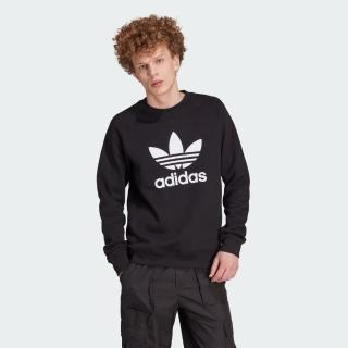 【adidas 愛迪達】上衣 男款 長袖上衣 大學T 運動 三葉草 國際碼 TREFOIL CREW 黑 IM4500(S2296)