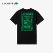 【LACOSTE】男裝-Tennis印花合身短袖T恤(黑色)