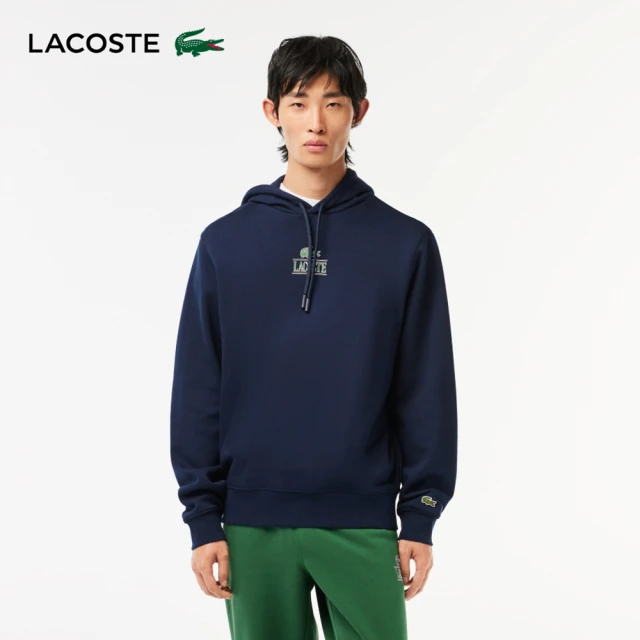 LACOSTE 中性款-印花運動連帽衛衣(海軍藍)