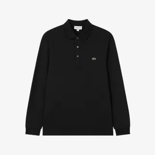 【LACOSTE】男裝-經典修身長袖Polo衫(黑色)