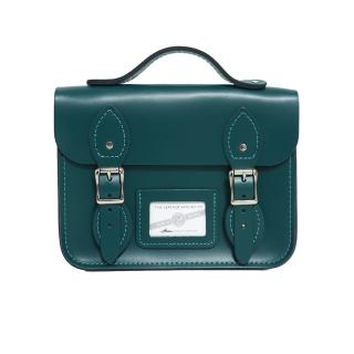 【The Leather Satchel Co.】8.5吋 英國手工牛皮劍橋包 手提包 肩揹包 側肩包 多功能兩用包(果墨綠)