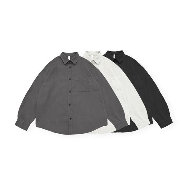 【米蘭精品】現貨+預購 襯衫長袖上衣(日系純棉簡約復古男上衣3色74ge33)