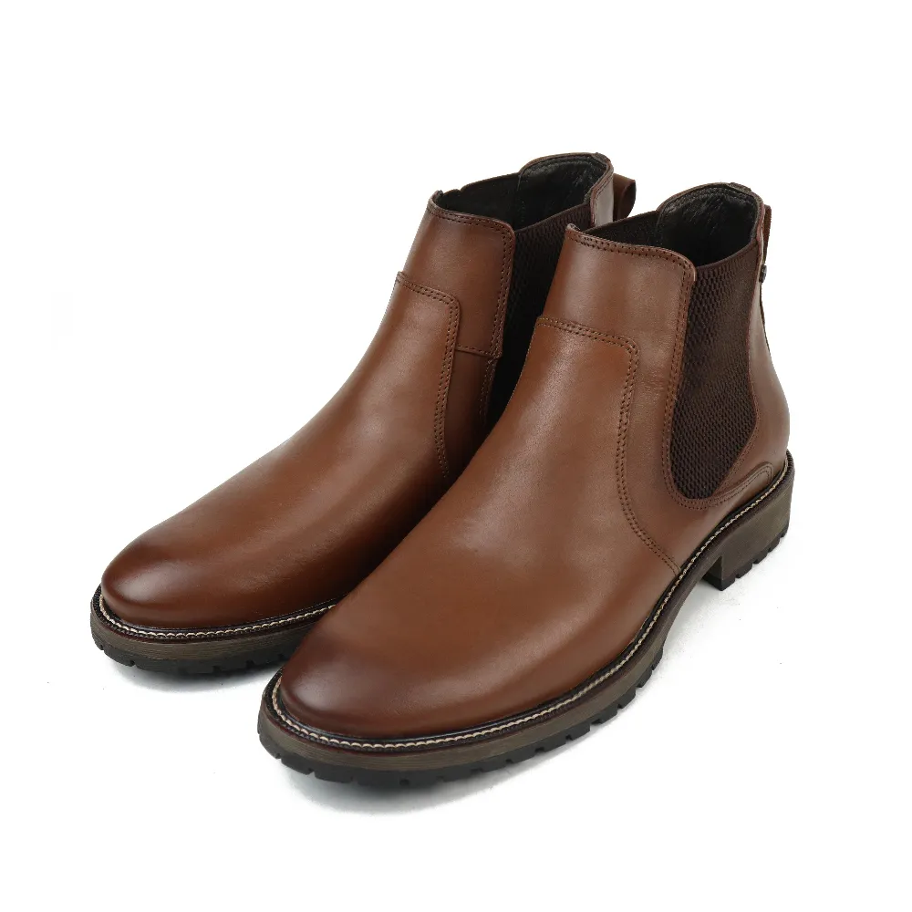 【Ferricelli】巴西經典牛皮復古切爾西短靴 棕色(F60405-CAP)