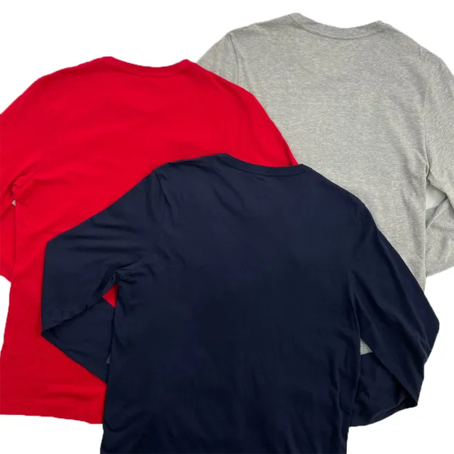 【Tommy Hilfiger】三色 薄長袖 純棉 大尺碼 長袖 上衣  T恤 長T 平輸品(藍 灰 紅 三色 長袖9298BI4)