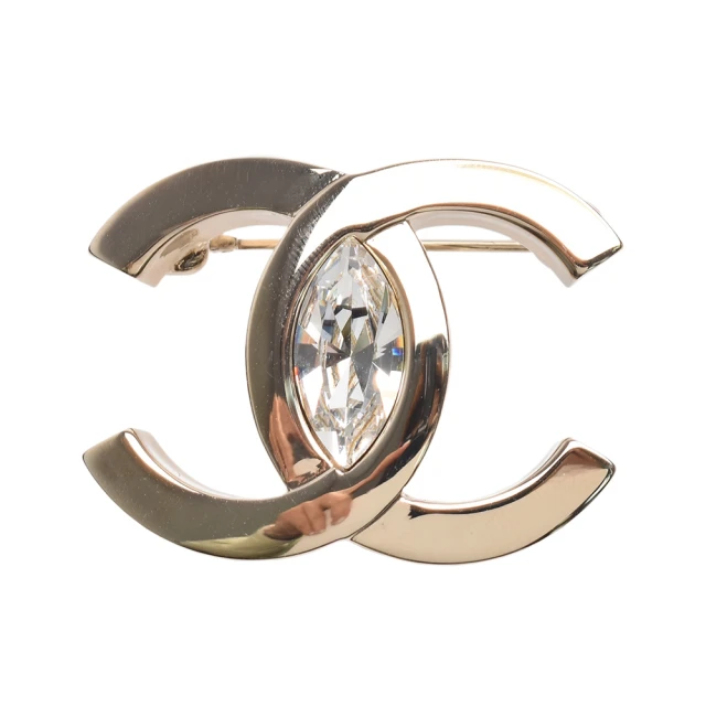 CHANEL 香奈兒 經典雙C LOGO寶石鑲飾造型胸針(銀色ABA668-ARG)