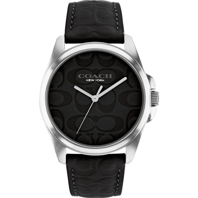 COACHCOACH Gracy CC浮雕皮帶女錶-經典黑 聖誕禮物(CO14504142)