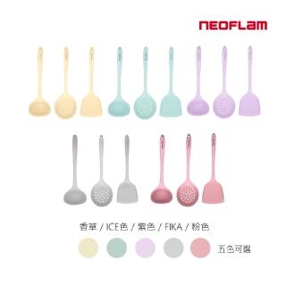 【NEOFLAM】Premium矽銀系列廚房配件三件組-5色任選(鍋鏟/湯勺/漏勺)