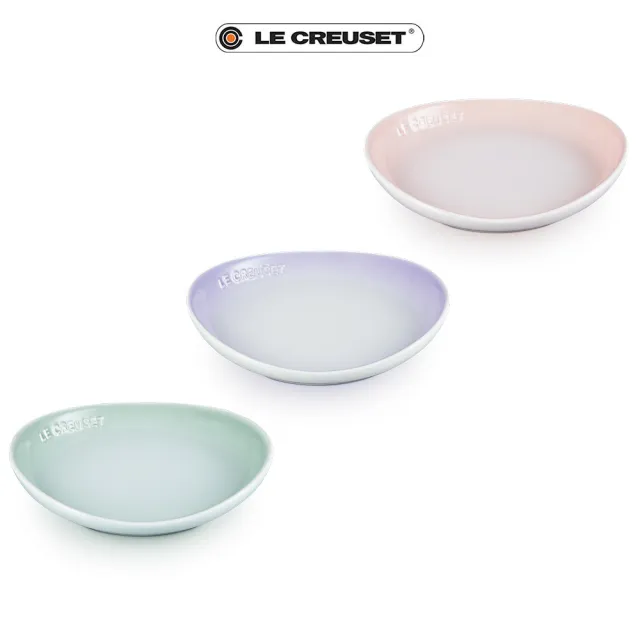 【Le Creuset】瓷器輕荷漫舞系列橢圓盤17cm(湖水綠/淡粉紫/貝殼粉 3色選1)