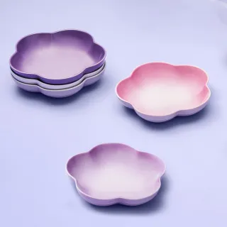 【Le Creuset】復古調色盤系列 瓷器花型盤-中-20cm-5入(星河紫/藍鈴紫/卡特蘭/淡粉紫/綻放粉)