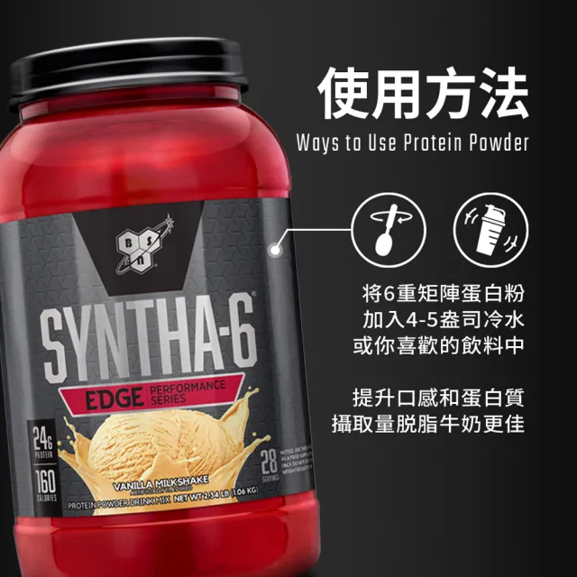 【BSN 畢斯恩】Syntha-6 Edge 尖端綜合乳清蛋白 4.02磅(草莓奶昔)