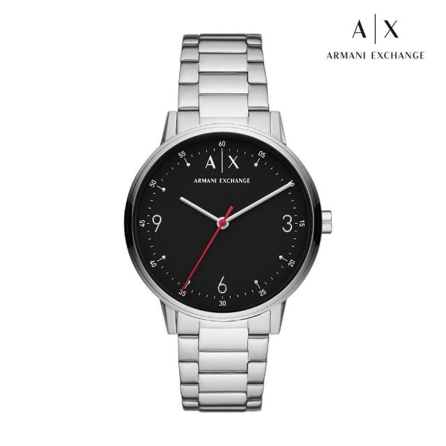 【A|X Armani Exchange 官方直營】Cayde 現代簡約時刻手錶 銀色不鏽鋼鍊帶 42MM AX2737