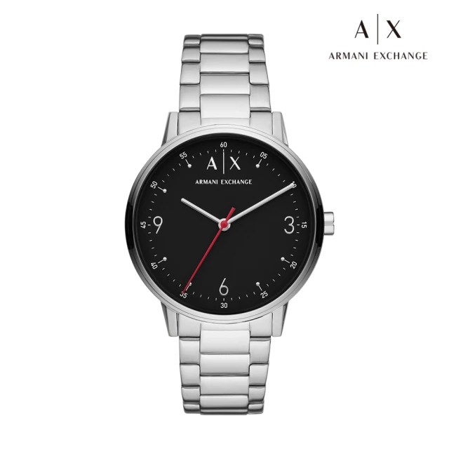 A|X Armani Exchange 官方直營 Cayde 現代簡約時刻手錶 銀色不鏽鋼鍊帶 42MM AX2737