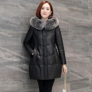 【巴黎精品】現貨+預購 真皮皮衣羊皮外套(保暖中長款顯瘦綿羊皮羽絨女外套a1dt10)