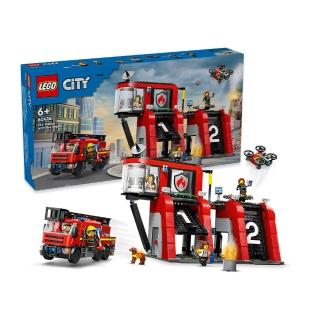 【LEGO 樂高】城市系列 60414 消防局和消防車(玩具車 交通工具)