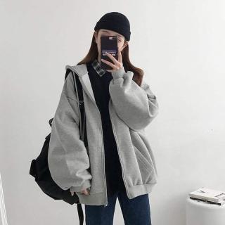 【D.studio】韓版寬鬆休閒內刷毛運動連帽外套(上衣 女裝 衣服 外套 長袖上衣 罩衫 防曬外套 J32)