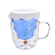 【太力】聖誕樹耐熱雙層玻璃杯300ml附杯蓋-1入(咖啡杯/水杯/玻璃杯/耐冷熱/聖誕節交換禮物)