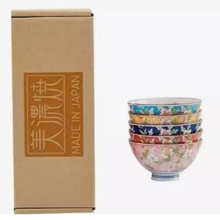 【樂邁家居】日本製 山茶花高腳碗禮盒 5入(質感餐具/釉下彩工藝/輕量瓷)