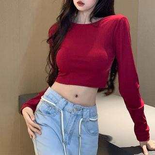 【Amirr 艾米爾】★U領露背甜辣辣設計感上衣(女上衣/長袖/內搭)