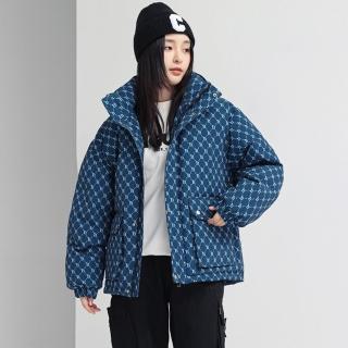 【巴黎精品】現貨+預購 真羽絨90%鴨絨羽絨外套羽絨衣夾克(保暖連帽個性滿版字母男女外套3色a1dj33)