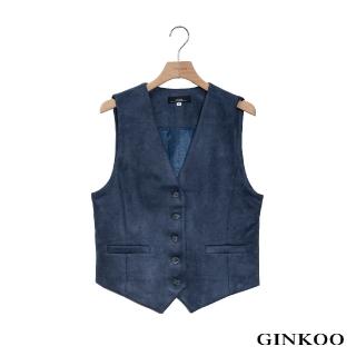 【GINKOO 俊克】麂皮公主線剪接背心
