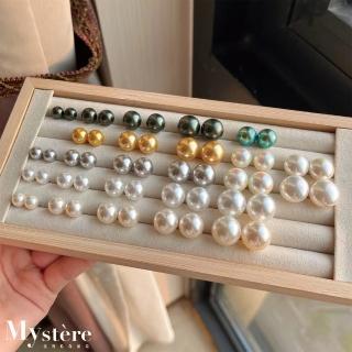 【my stere 我的時尚秘境】施華洛透亮皮光珍珠耳環14mm(S925銀針 簡約典雅 聖誕禮物)