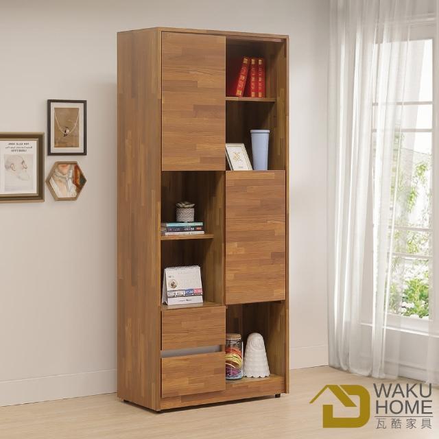 【WAKUHOME 瓦酷家具】Ari工業風木心板2.7尺書櫃A005-241