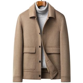 【米蘭精品】現貨+預購 羊毛大衣毛呢外套(保暖羽絨內膽簡約雙面呢男外套3色74hh33)